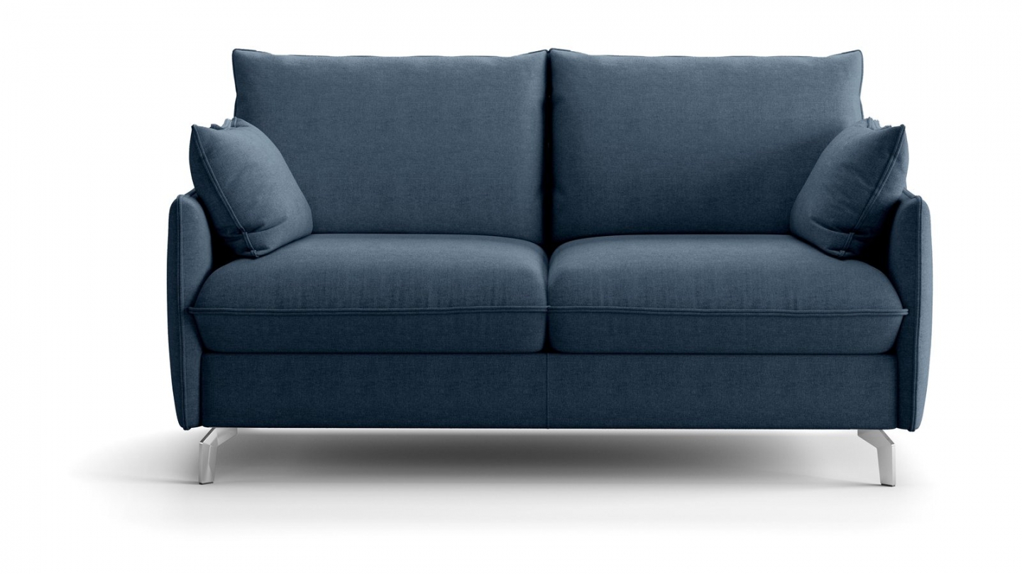 Canapé droit convertible 3 places en tissu chenille bleu foncé - ouverture express - Astoria Canapé droit convertible 3 places en tissu chenille bleu foncé - ouverture express - Astoria