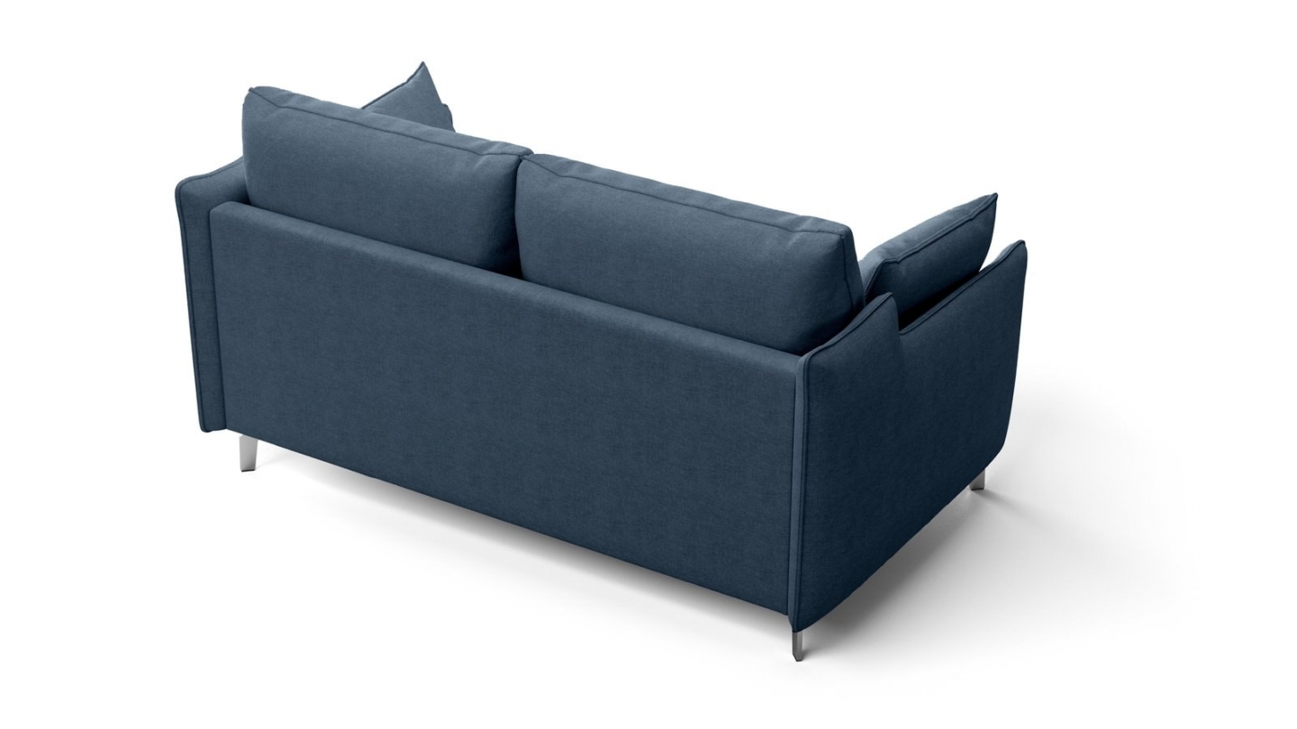 Canapé droit convertible 3 places en tissu chenille bleu foncé - ouverture express - Astoria Canapé droit convertible 3 places en tissu chenille bleu foncé - ouverture express - Astoria