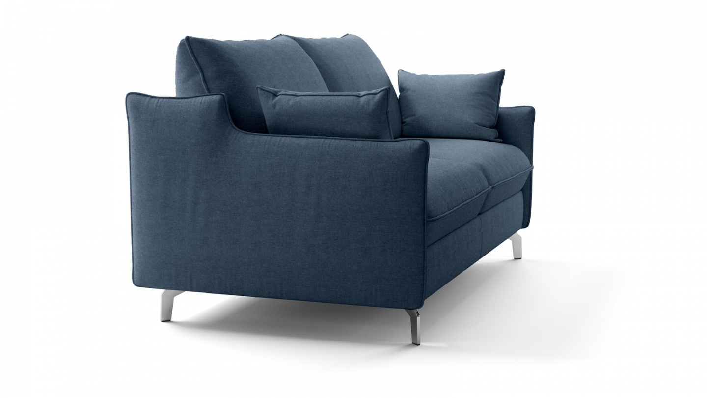 Canapé droit convertible 3 places en tissu chenille bleu foncé - ouverture express - Astoria Canapé droit convertible 3 places en tissu chenille bleu foncé - ouverture express - Astoria