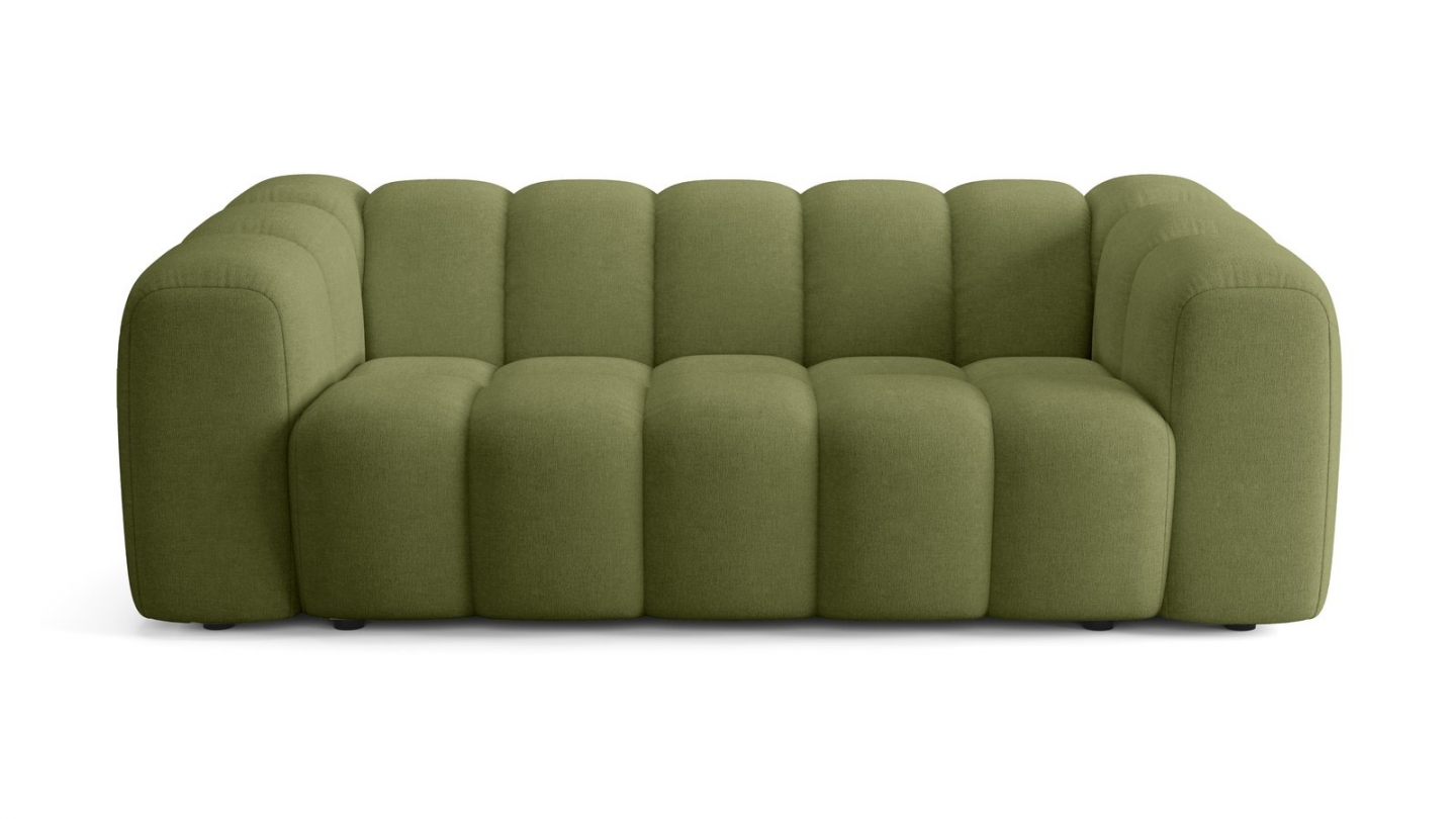 Canapé capitonné 3 places en tissu chenille vert olive - Belleville Canapé capitonné 3 places en tissu chenille vert olive - Belleville