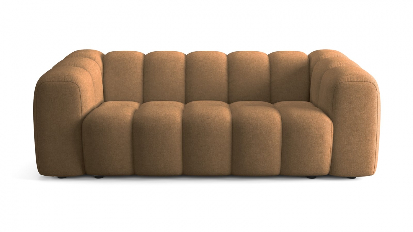 Canapé capitonné convertible 3 places en tissu chenille moka - ouverture express - Belleville Canapé capitonné convertible 3 places en tissu chenille moka - ouverture express - Belleville