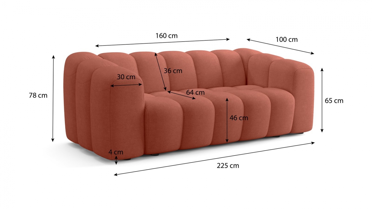 Canapé capitonné convertible 3 places en tissu chenille terracotta - ouverture express - Belleville Canapé capitonné convertible 3 places en tissu chenille terracotta - ouverture express - Belleville