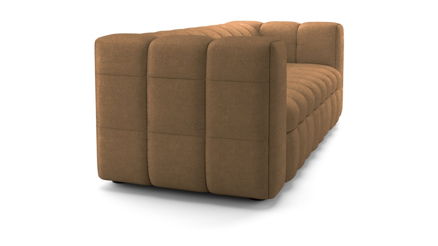 Canapé capitonné convertible 3 places en tissu chenille moka - ouverture express - Cester Canapé capitonné convertible 3 places en tissu chenille moka - ouverture express - Cester