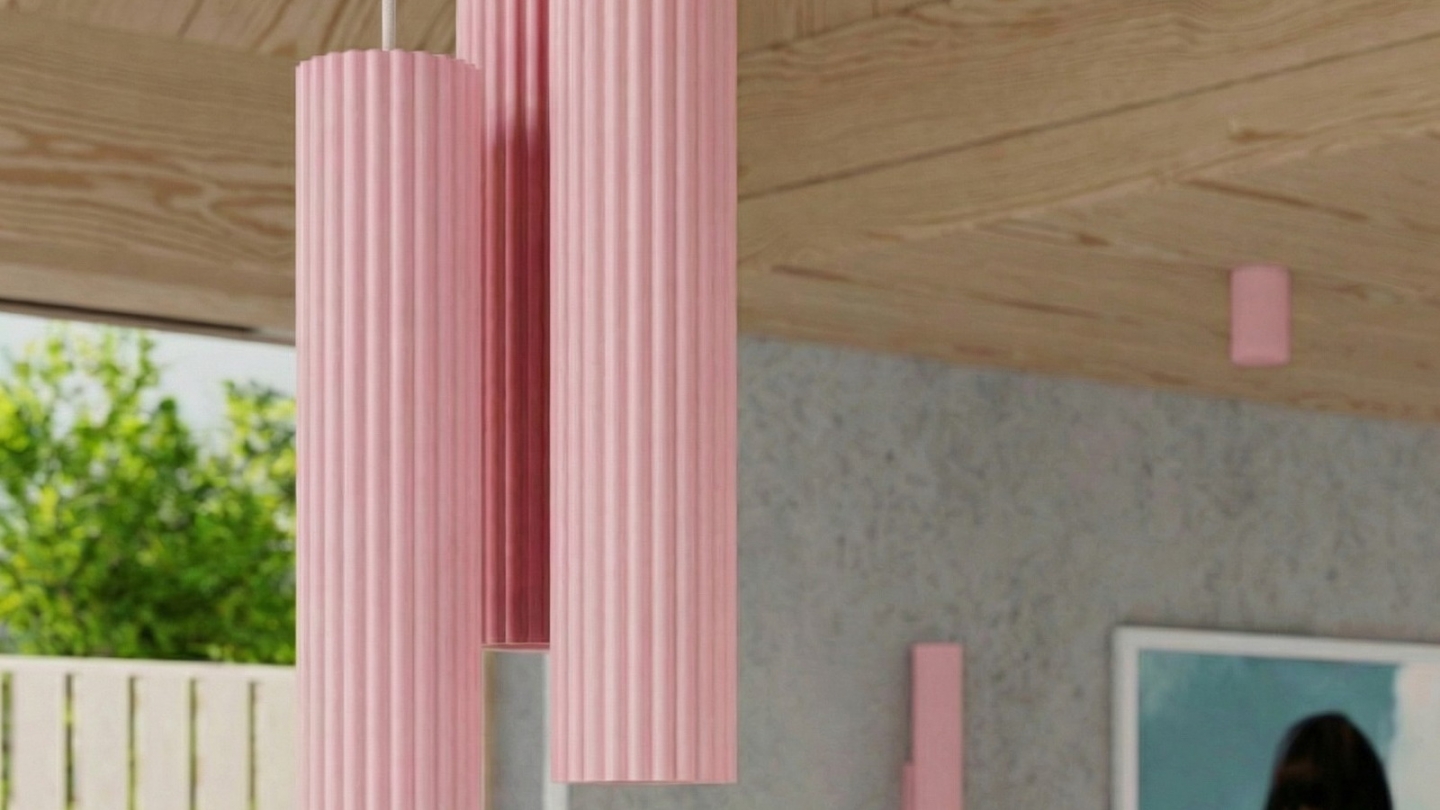 Applique en aluminium cannelé 20 cm rose - Karbon Applique en aluminium cannelé 20 cm rose - Karbon