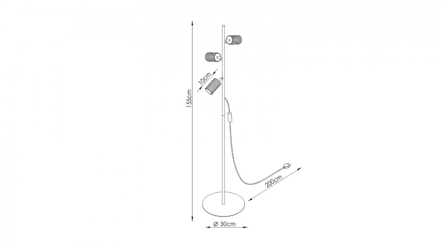 Lampadaire en aluminium noir 155 cm 3 lumières - Karbon Lampadaire en aluminium noir 155 cm 3 lumières - Karbon