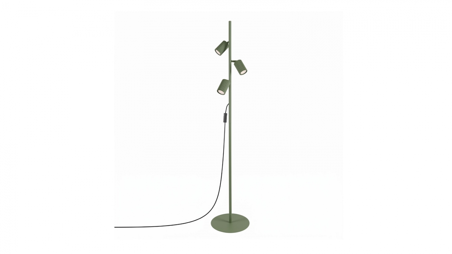 Lampadaire en aluminium vert olive 155 cm 3 lumières - Karbon Lampadaire en aluminium vert olive 155 cm 3 lumières - Karbon