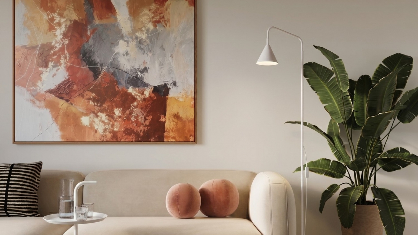 Lampadaire en métal blanc 165 cm - Nox Lampadaire en métal blanc 165 cm - Nox