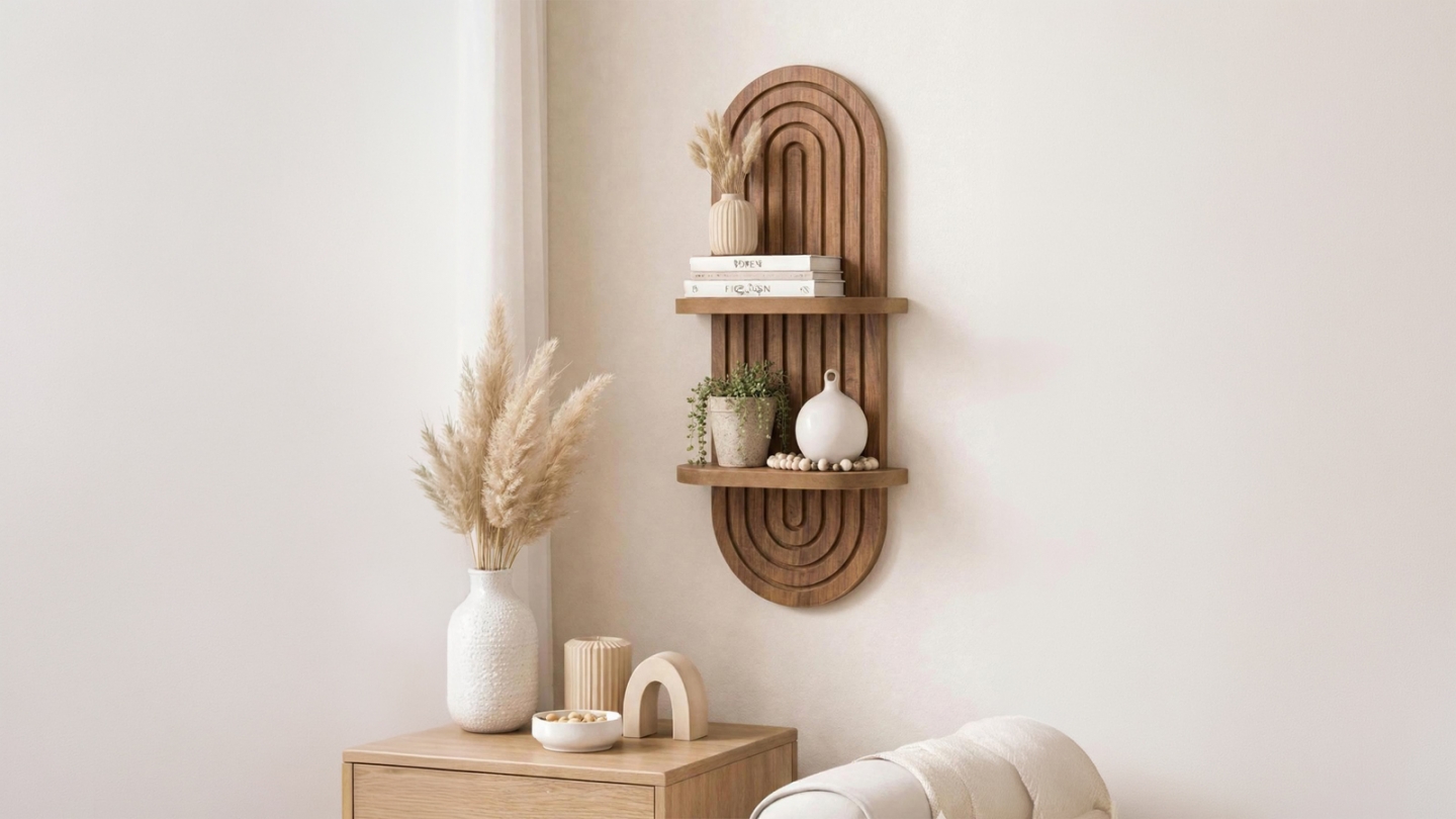 Étagère murale 2 niveaux effet chêne 26 cm -Sano Étagère murale 2 niveaux effet chêne 26 cm -Sano