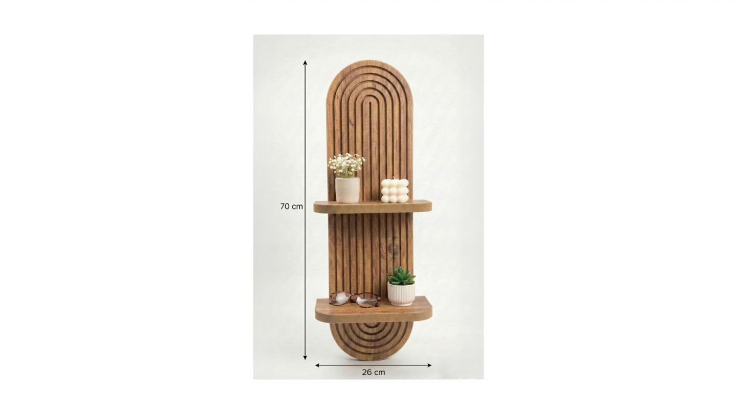 Étagère murale 2 niveaux effet chêne 26 cm -Sano Étagère murale 2 niveaux effet chêne 26 cm -Sano