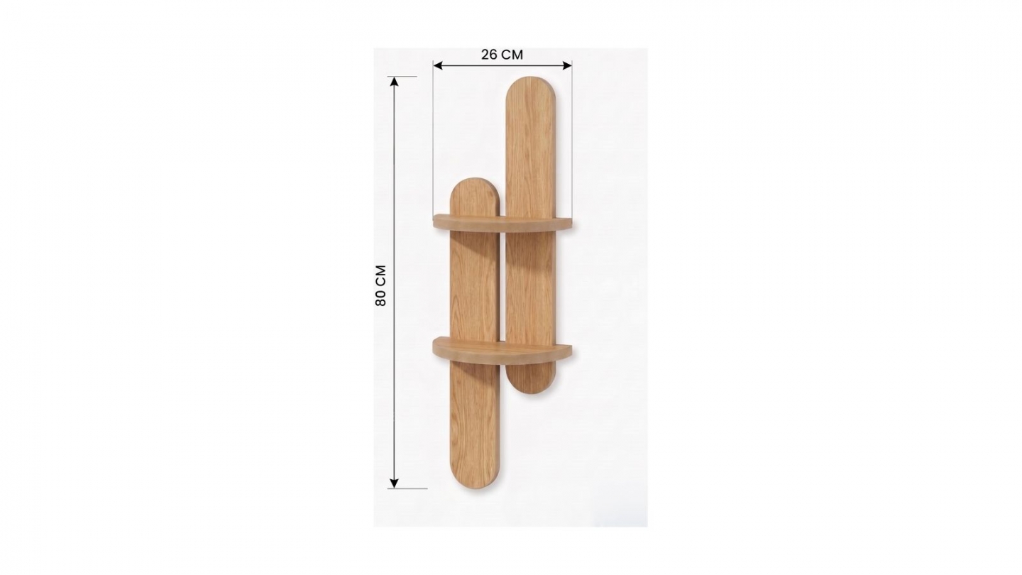 Étagère murale 2 niveaux effet chêne 26 cm - Sena Étagère murale 2 niveaux effet chêne 26 cm - Sena