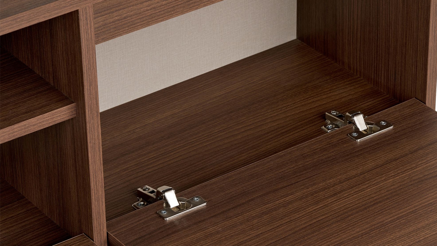 Meuble TV 3 portes 1 niche effet noyer 160 cm - Havia Meuble TV 3 portes 1 niche effet noyer 160 cm - Havia