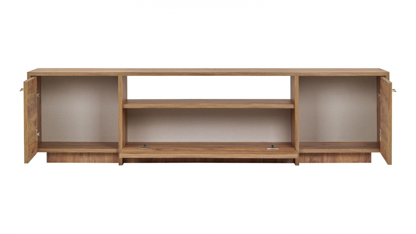Meuble TV 3 portes 1 niche effet pin 180 cm - Lira Meuble TV 3 portes 1 niche effet pin 180 cm - Lira