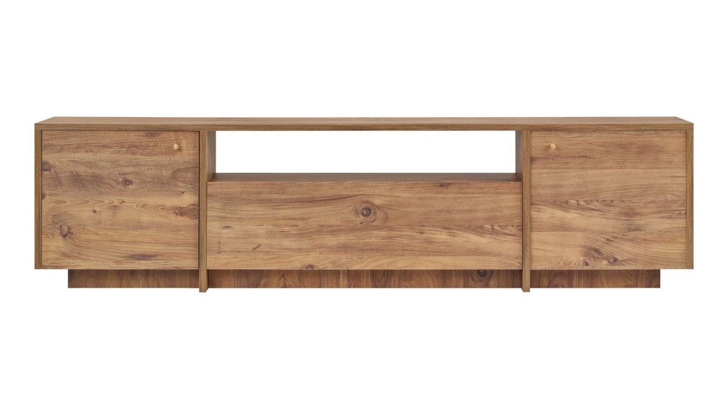 Meuble TV 3 portes 1 niche effet pin 180 cm - Lira Meuble TV 3 portes 1 niche effet pin 180 cm - Lira