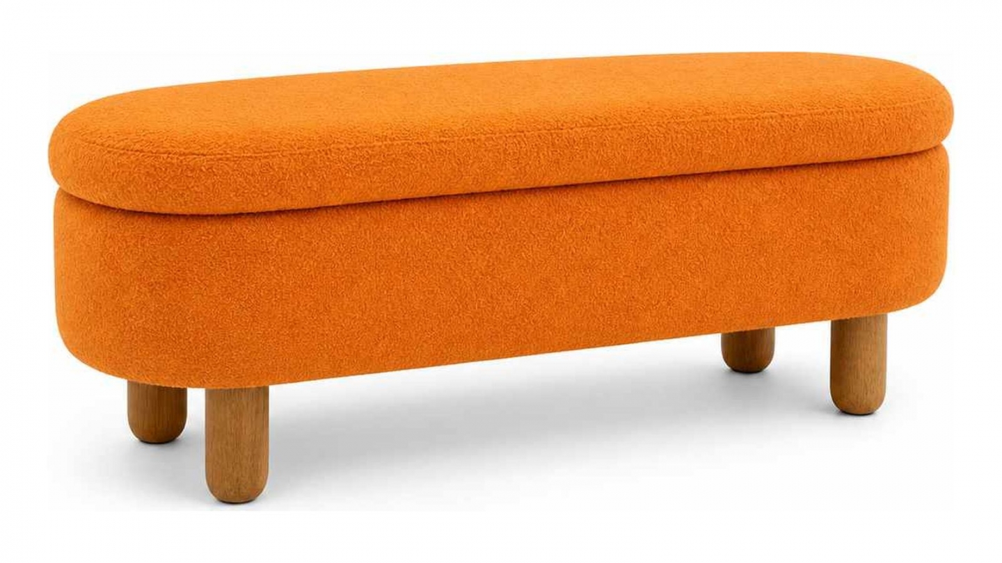 Banc en tissu teddy orange 120 cm - Solen Banc en tissu teddy orange 120 cm - Solen
