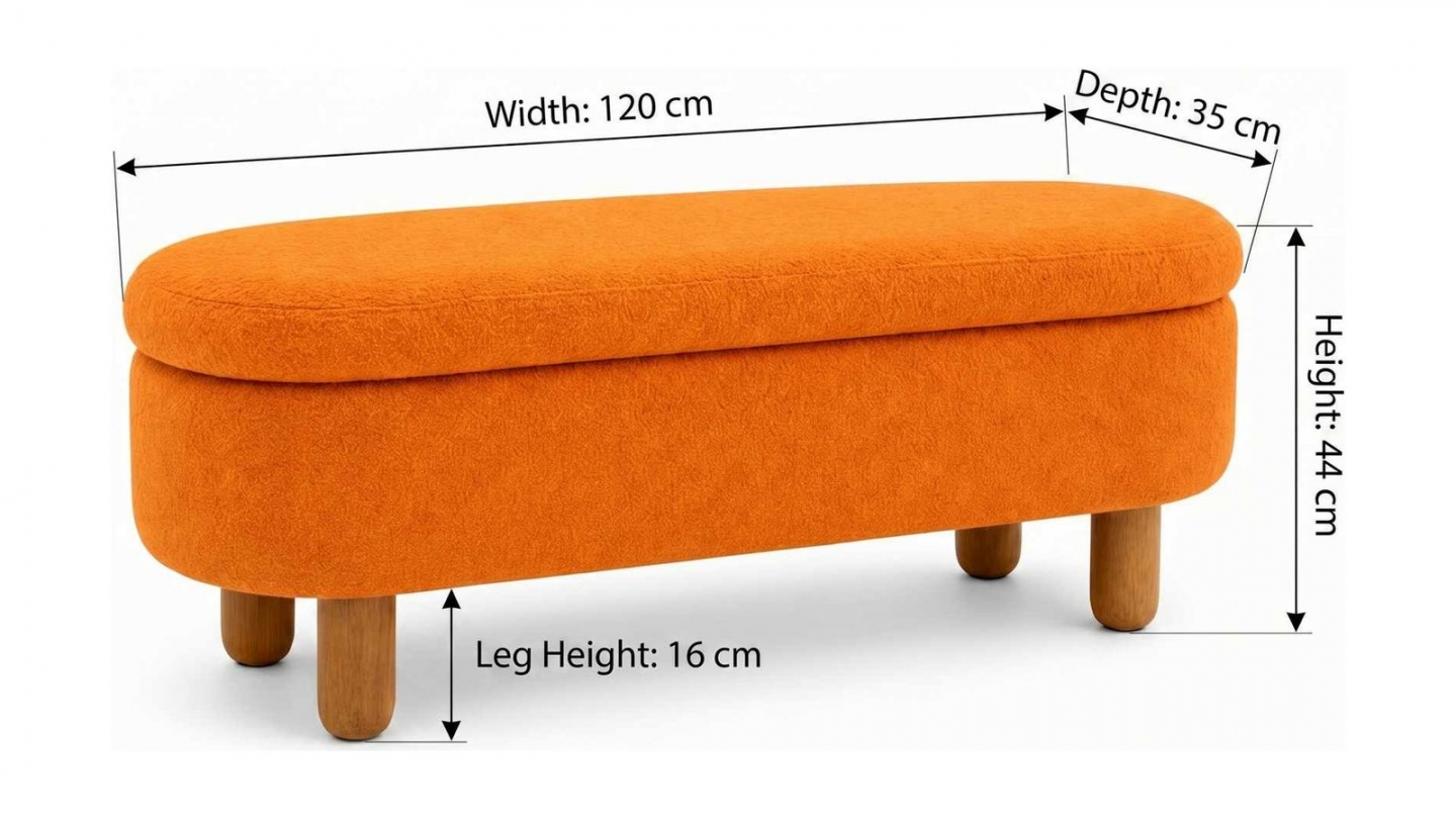 Banc en tissu teddy orange 120 cm - Solen Banc en tissu teddy orange 120 cm - Solen