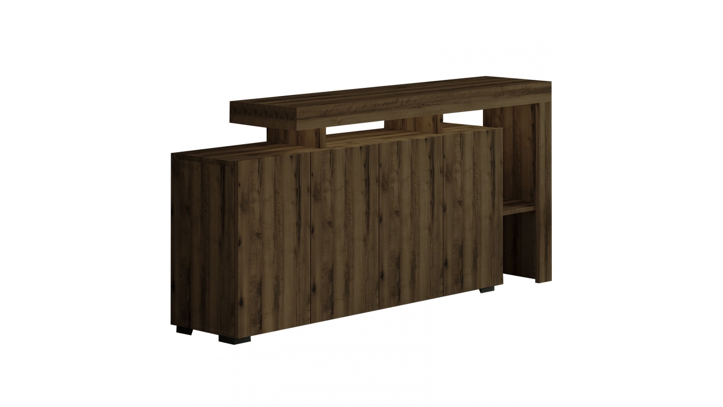 Buffet LED 4 portes 4 niches effet noyer 170 cm - Ilia Buffet LED 4 portes 4 niches effet noyer 170 cm - Ilia