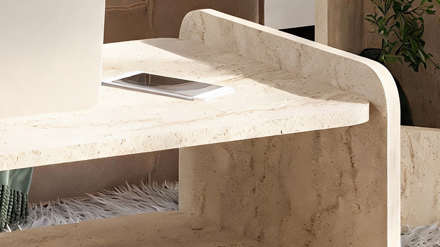 Table basse 1 niche effet travertin 89,8 cm - Cielo Table basse 1 niche effet travertin 89,8 cm - Cielo