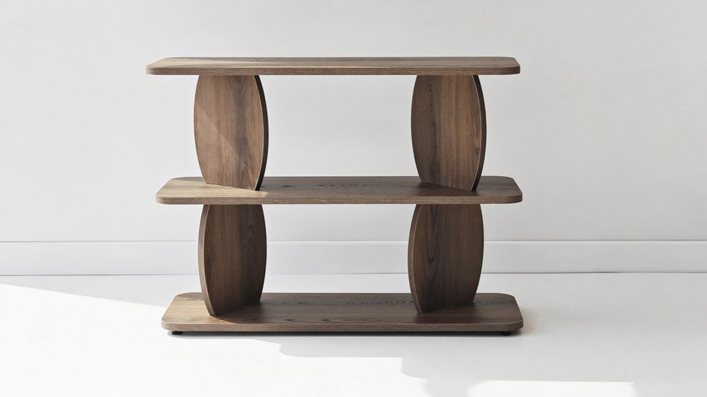 Table d'appoint 2 niches effet noyer 90 cm - Vero Table d'appoint 2 niches effet noyer 90 cm - Vero
