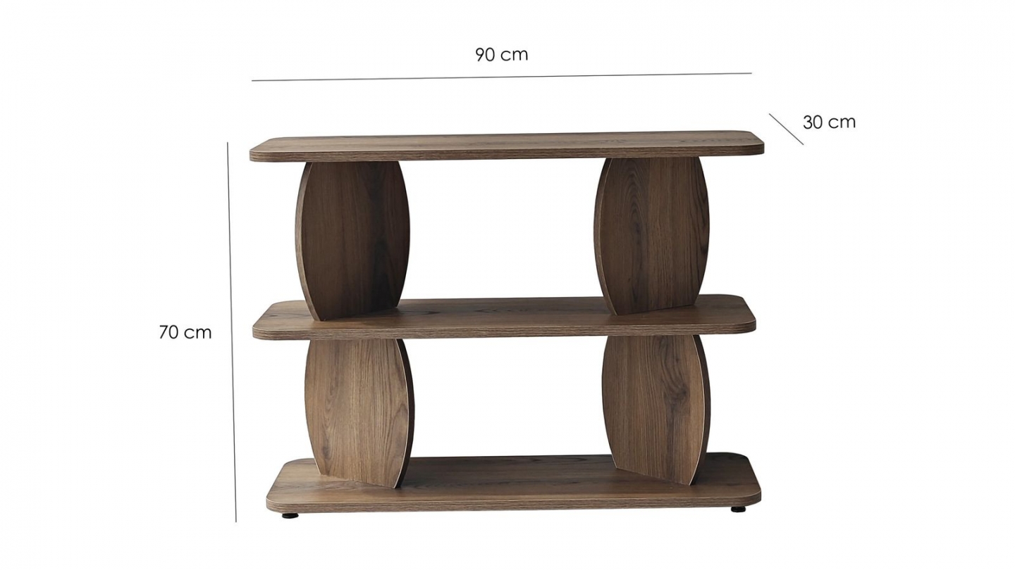 Table d'appoint 2 niches effet noyer 90 cm - Vero Table d'appoint 2 niches effet noyer 90 cm - Vero
