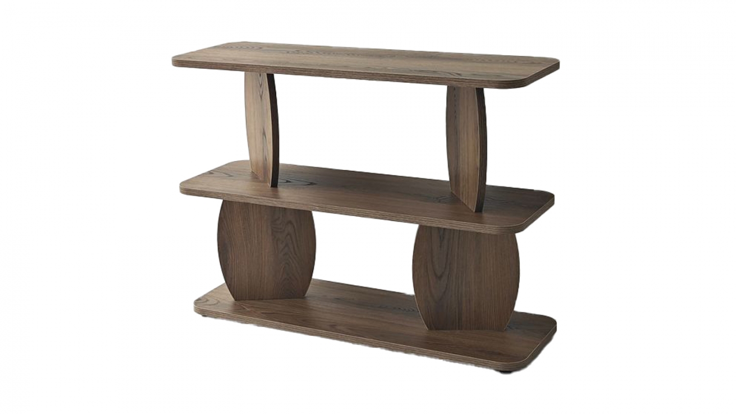 Table d'appoint 2 niches effet noyer 90 cm - Vero Table d'appoint 2 niches effet noyer 90 cm - Vero
