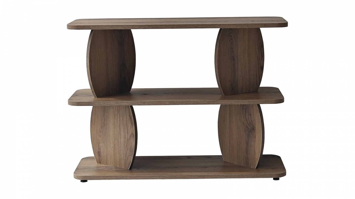 Table d'appoint 2 niches effet noyer 90 cm - Vero Table d'appoint 2 niches effet noyer 90 cm - Vero