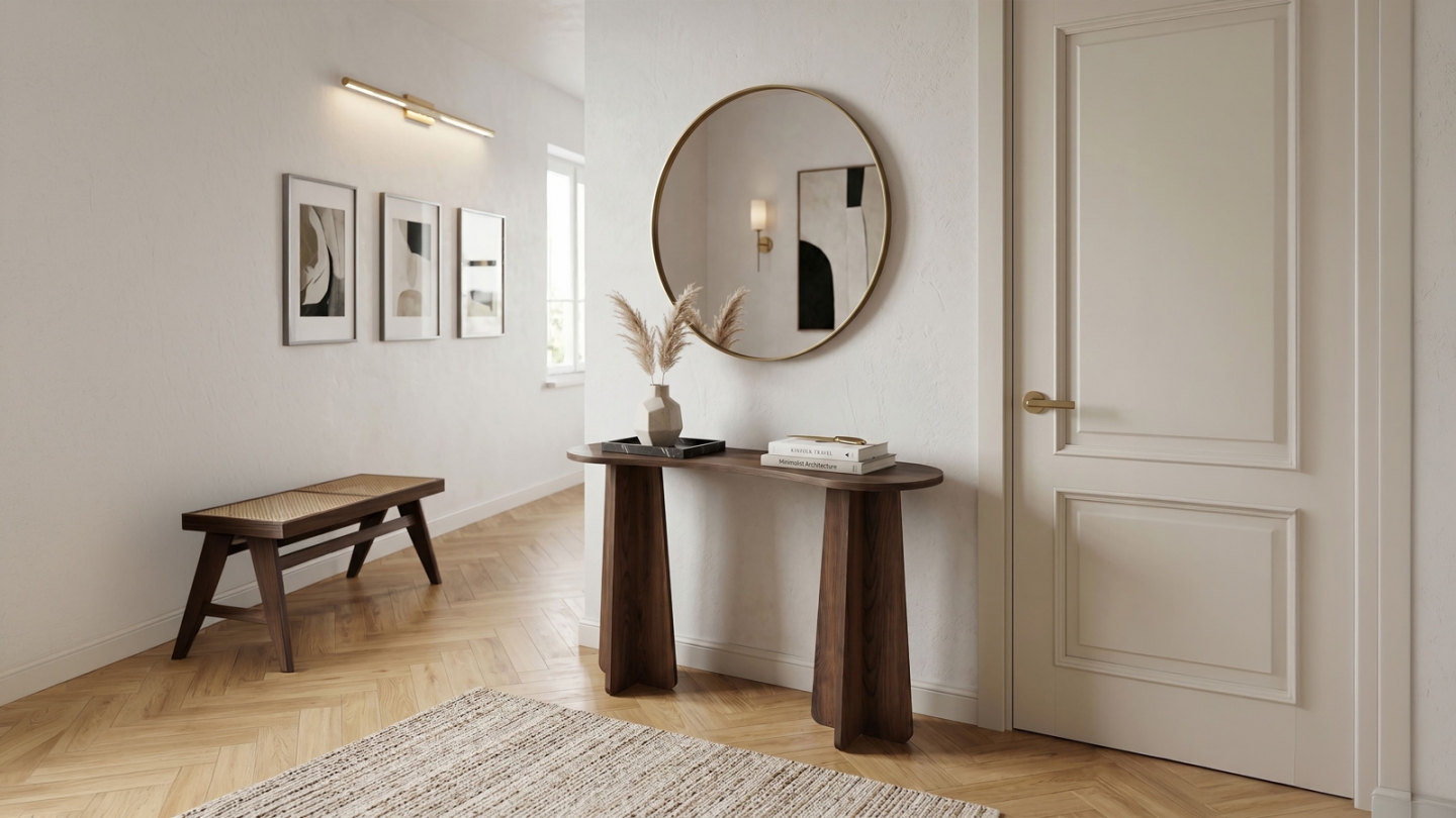 Console effet noyer 120 cm - Elina Console effet noyer 120 cm - Elina