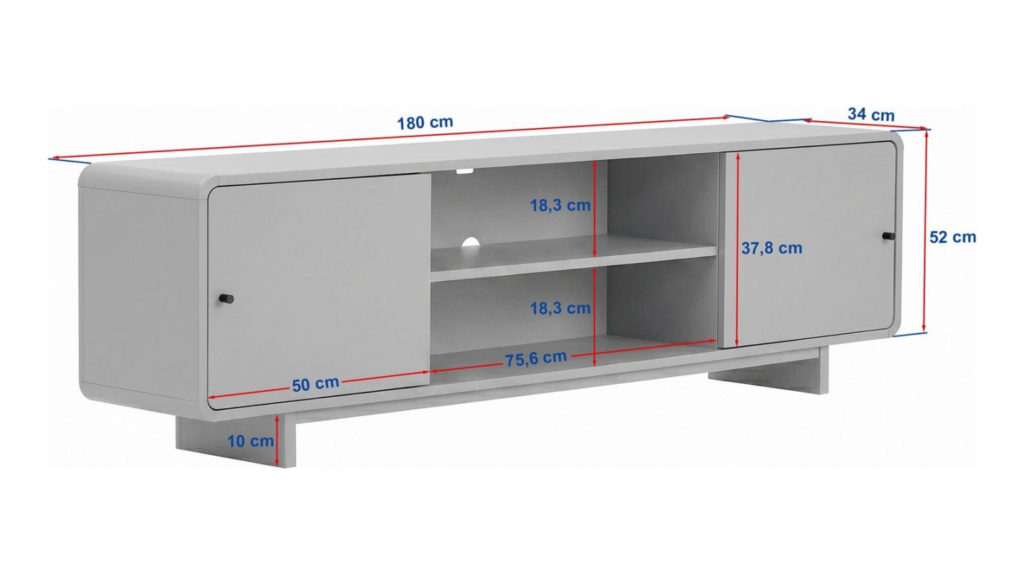 Meuble TV 2 portes 2 niches effet noyer 180 cm - Marno Meuble TV 2 portes 2 niches effet noyer 180 cm - Marno