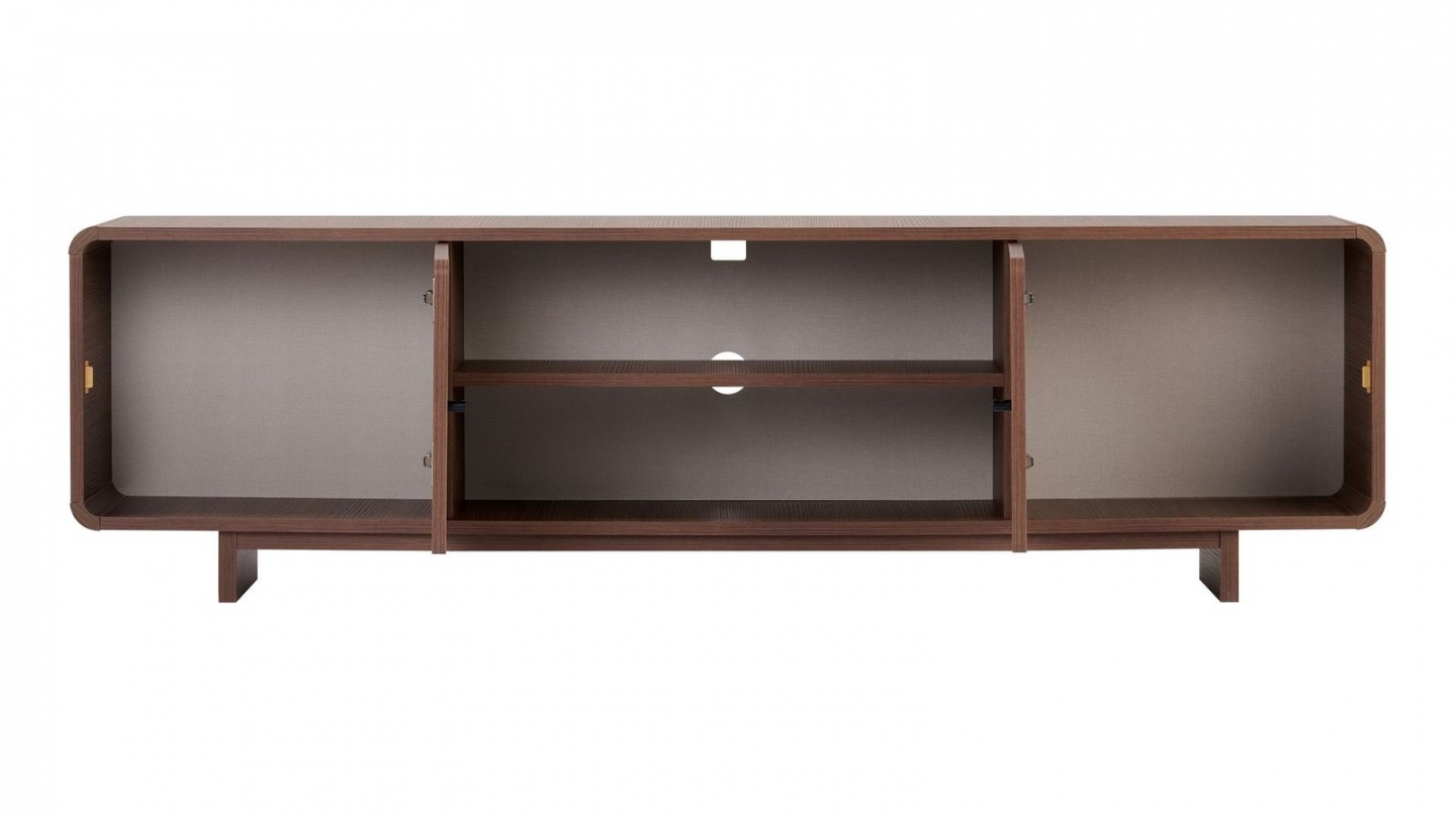 Meuble TV 2 portes 2 niches effet noyer 180 cm - Marno Meuble TV 2 portes 2 niches effet noyer 180 cm - Marno