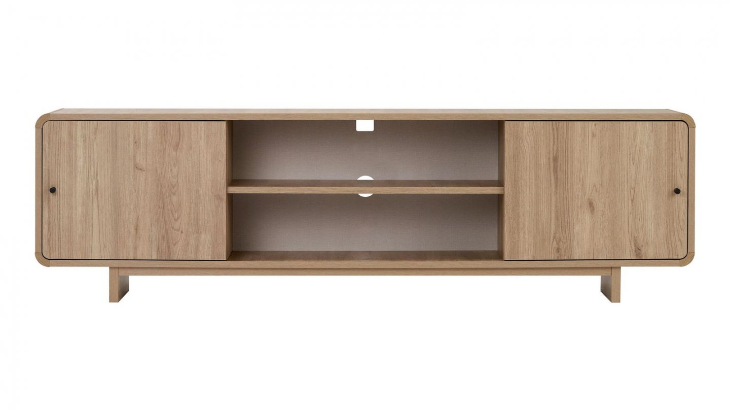 Meuble TV 2 portes 2 niches effet chêne 180 cm - Marno Meuble TV 2 portes 2 niches effet chêne 180 cm - Marno