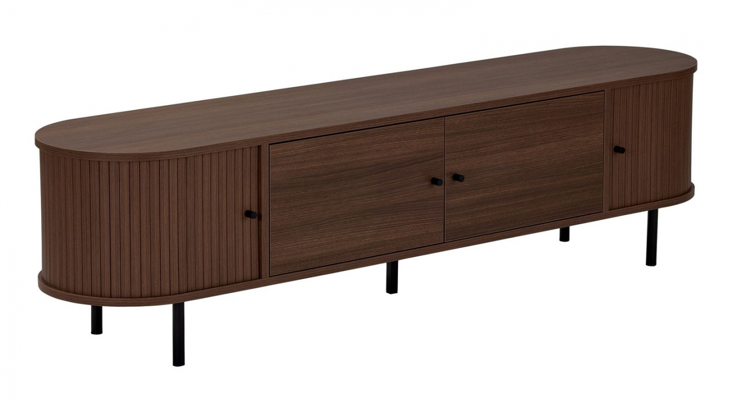 Meuble TV 4 portes effet noyer 180 cm - Enzia Meuble TV 4 portes effet noyer 180 cm - Enzia