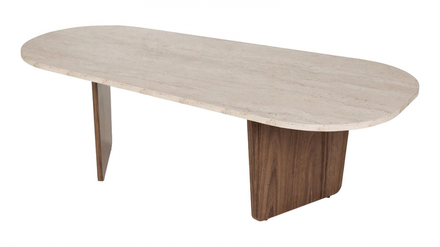 Table basse effet travertin et noyer 130 cm - Ceane Table basse effet travertin et noyer 130 cm - Ceane