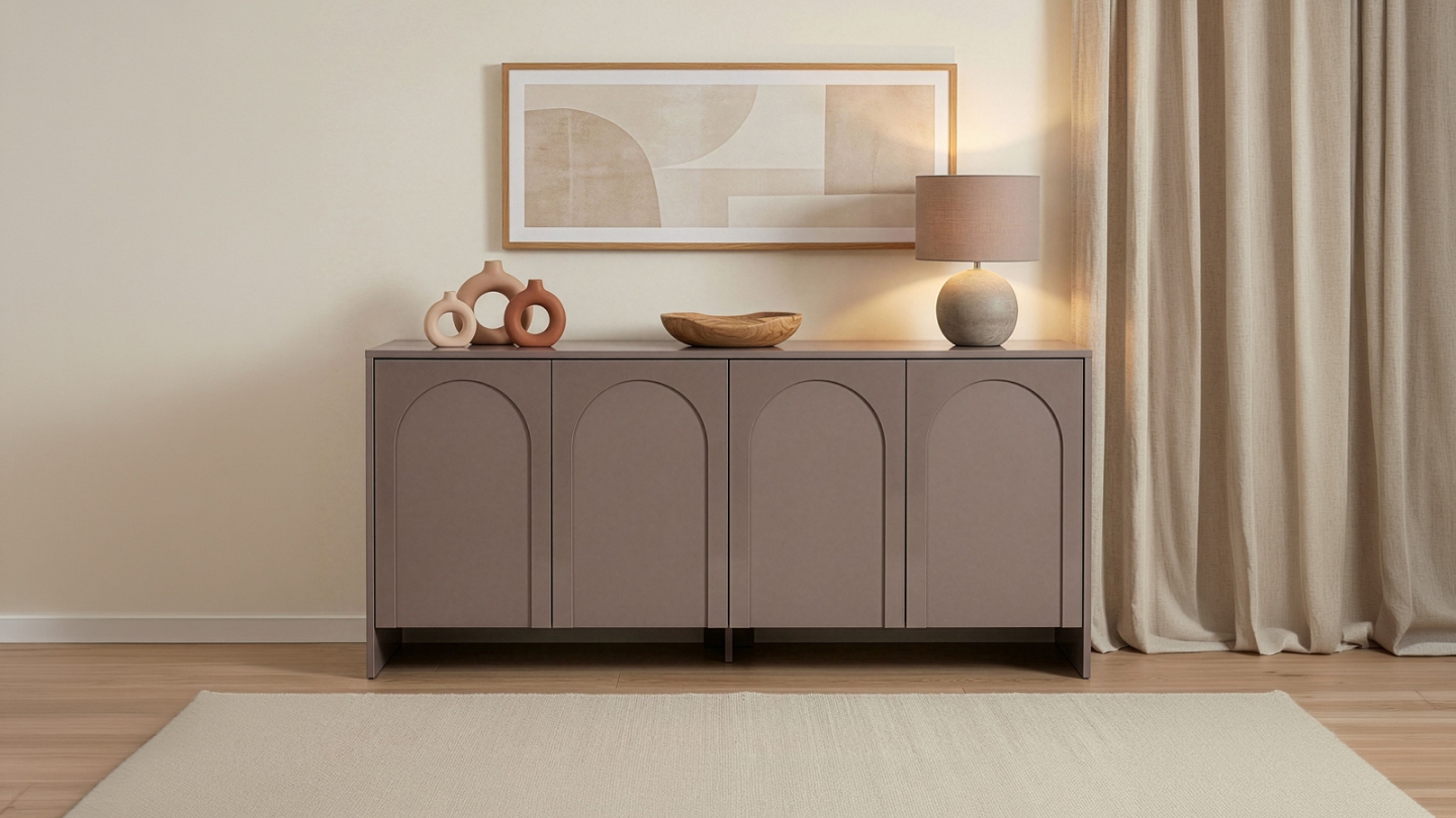 Buffet 4 portes taupe 180 cm - Tiva Buffet 4 portes taupe 180 cm - Tiva
