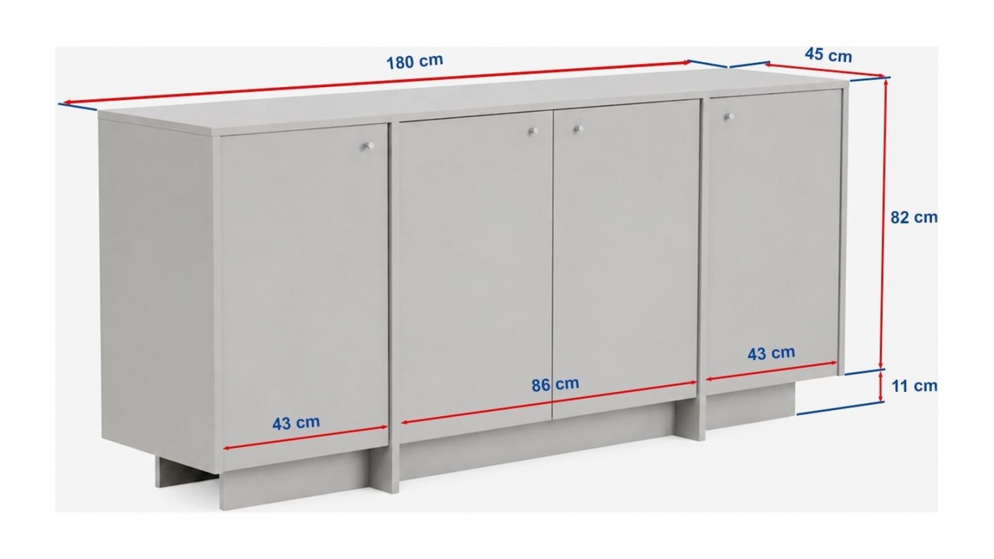 Buffet 4 portes effet travertin et noyer 180 cm - Lorio Buffet 4 portes effet travertin et noyer 180 cm - Lorio