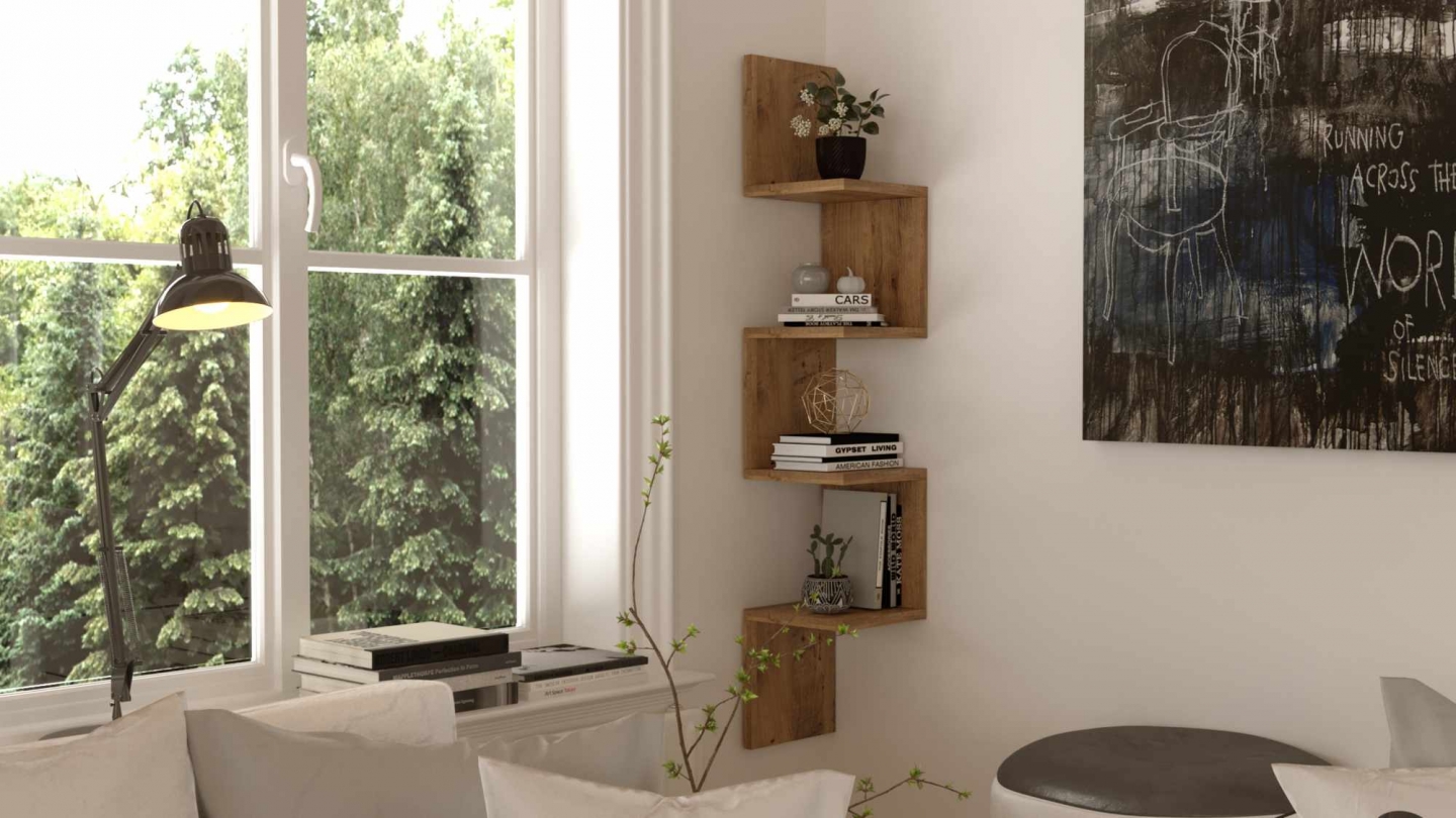 Étagère murale 4 niveaux effet pin 22 cm - Oriva Étagère murale 4 niveaux effet pin 22 cm - Oriva