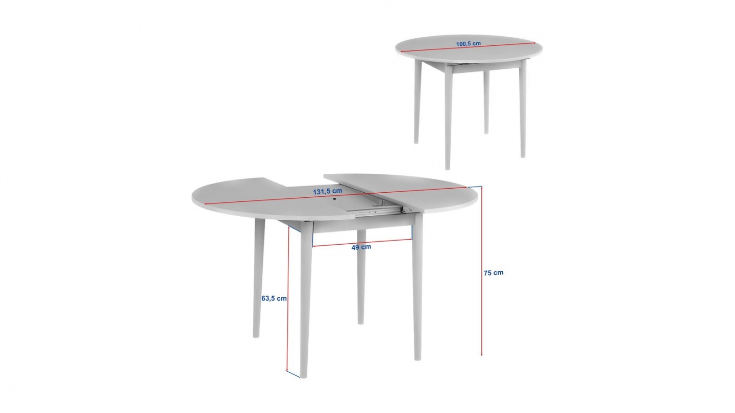 Table à manger extensible ronde effet noyer foncé 4 convives 100/131 cm - Marea Table à manger extensible ronde effet noyer foncé 4 convives 100/131 cm - Marea