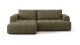 Canapé d'angle à gauche convertible 4 places en tissu chenille vert olive - ouverture rapide - Karl