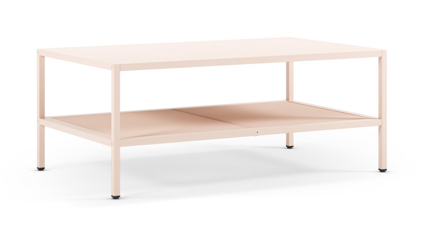 Table basse en métal rose blush 100 x 60 cm - Ysia Table basse en métal rose blush 100 x 60 cm - Ysia
