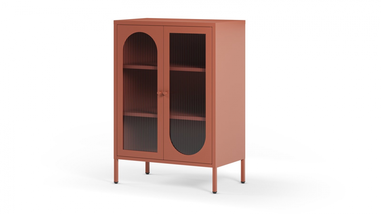 Buffet 2 portes en métal terracotta 70 cm - Ysia Buffet 2 portes en métal terracotta 70 cm - Ysia