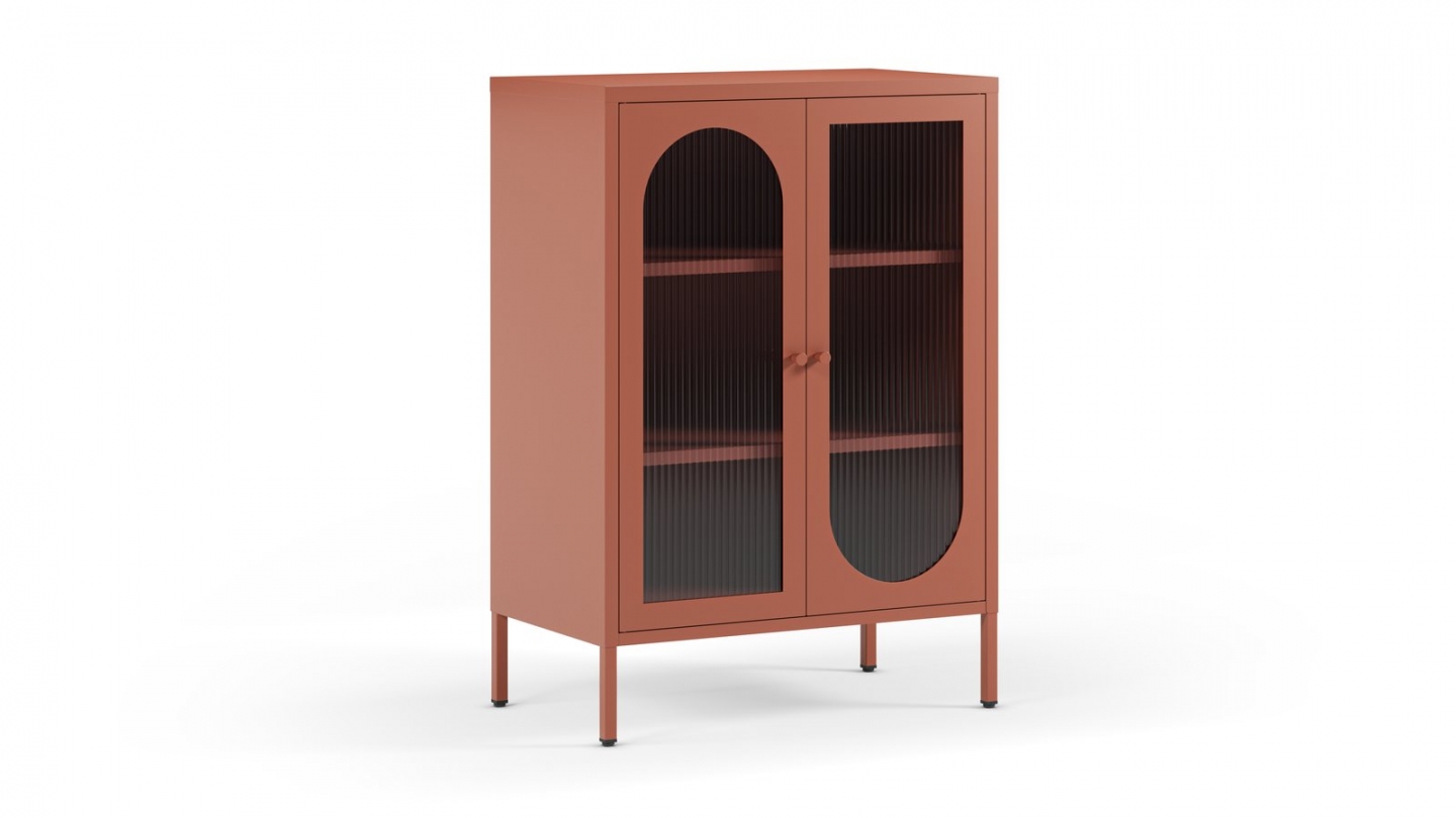 Buffet 2 portes en métal terracotta 70 cm - Ysia Buffet 2 portes en métal terracotta 70 cm - Ysia