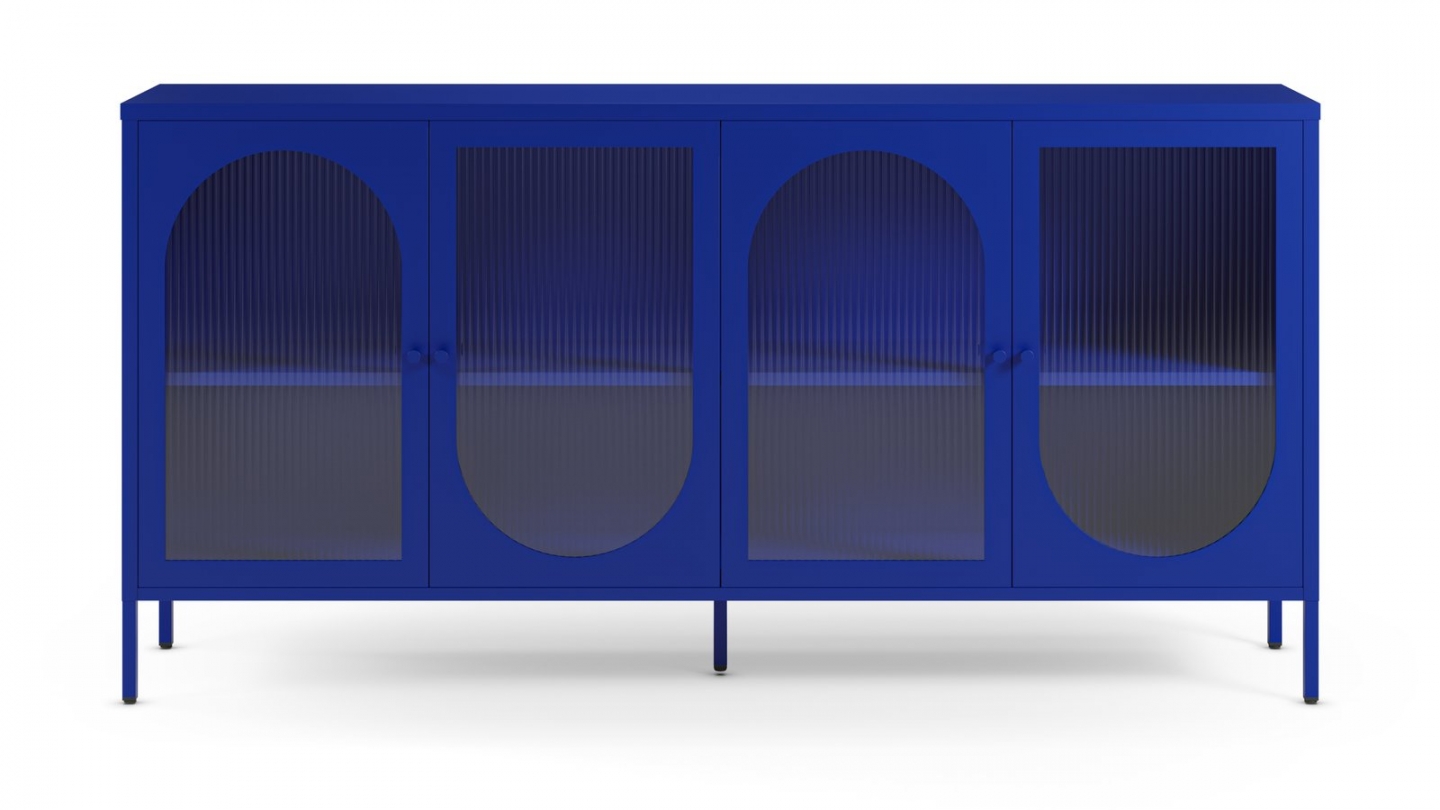 Buffet 4 portes en métal bleu électrique 70 cm - Ysia Buffet 4 portes en métal bleu électrique 70 cm - Ysia