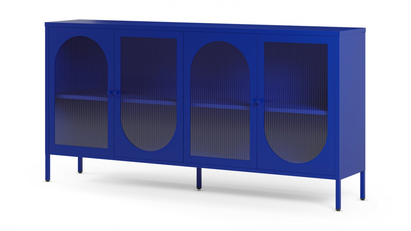 Buffet 4 portes en métal bleu électrique 70 cm - Ysia Buffet 4 portes en métal bleu électrique 70 cm - Ysia