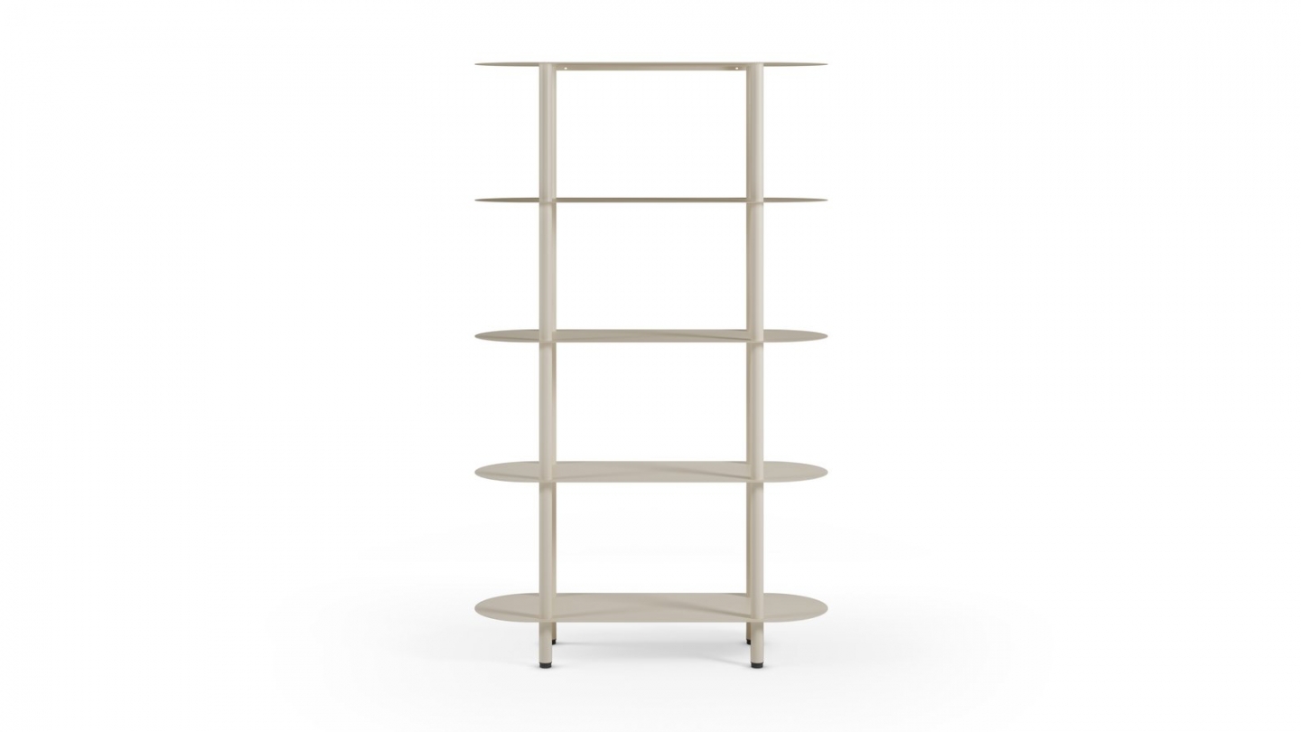 Etagère bibliothèque arrondie 5 niveaux en métal beige clair 90 cm - Ysia Etagère bibliothèque arrondie 5 niveaux en métal beige clair 90 cm - Ysia