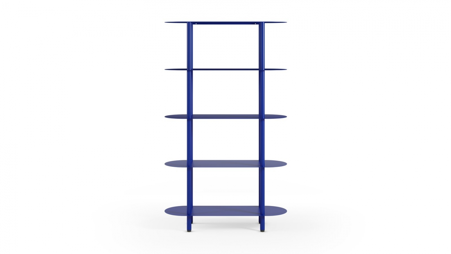 Etagère bibliothèque arrondie 5 niveaux en métal bleu électrique 90 cm - Ysia Etagère bibliothèque arrondie 5 niveaux en métal bleu électrique 90 cm - Ysia