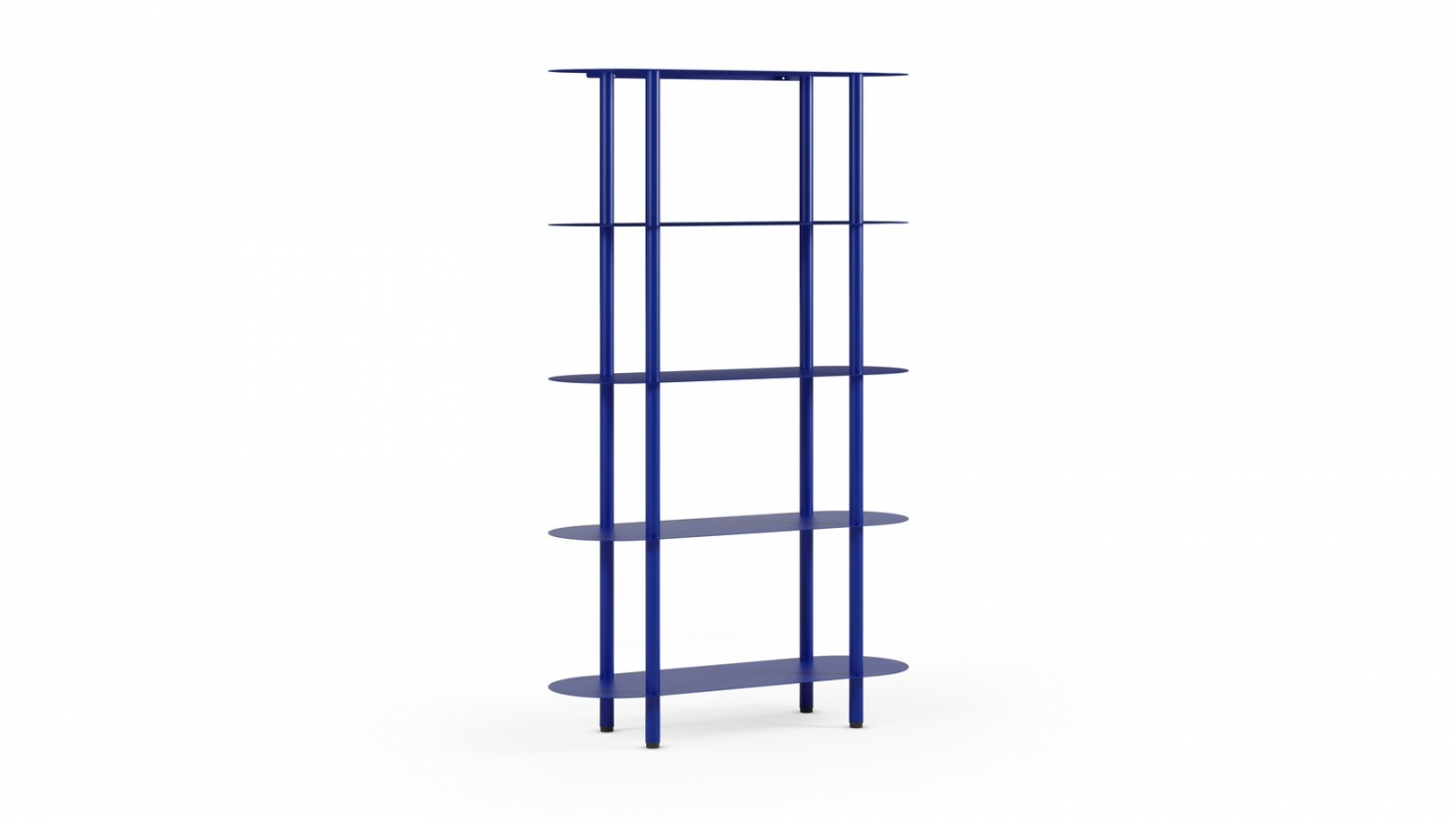 Etagère bibliothèque arrondie 5 niveaux en métal bleu électrique 90 cm - Ysia Etagère bibliothèque arrondie 5 niveaux en métal bleu électrique 90 cm - Ysia