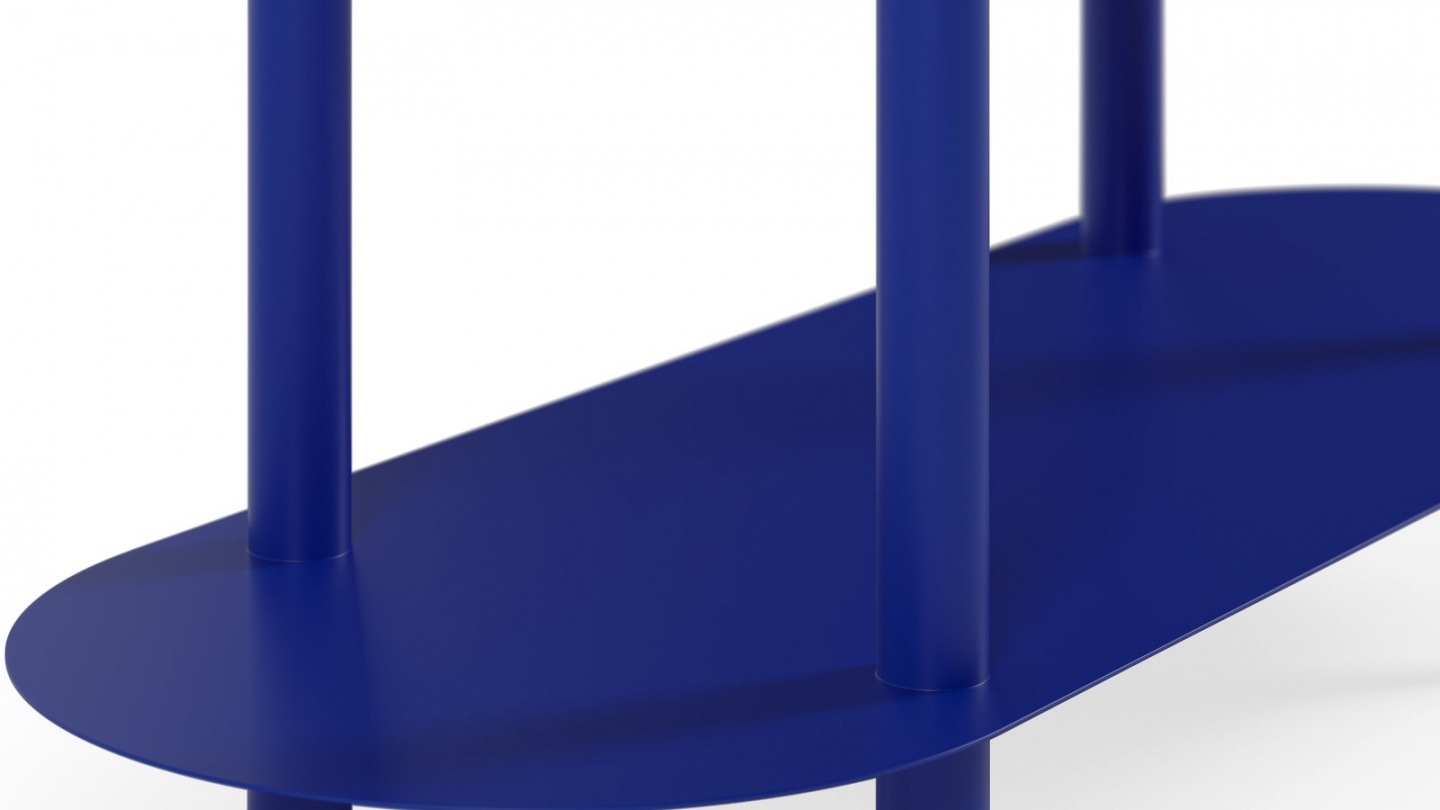 Etagère bibliothèque arrondie 5 niveaux en métal bleu électrique 90 cm - Ysia Etagère bibliothèque arrondie 5 niveaux en métal bleu électrique 90 cm - Ysia