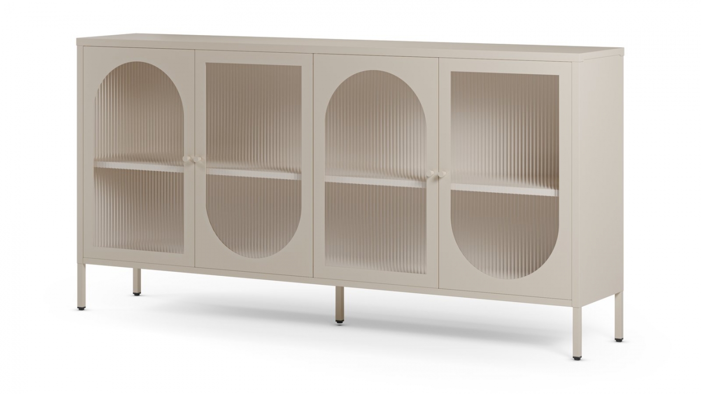 Buffet 4 portes en métal beige clair 160 cm - Ysia Buffet 4 portes en métal beige clair 160 cm - Ysia