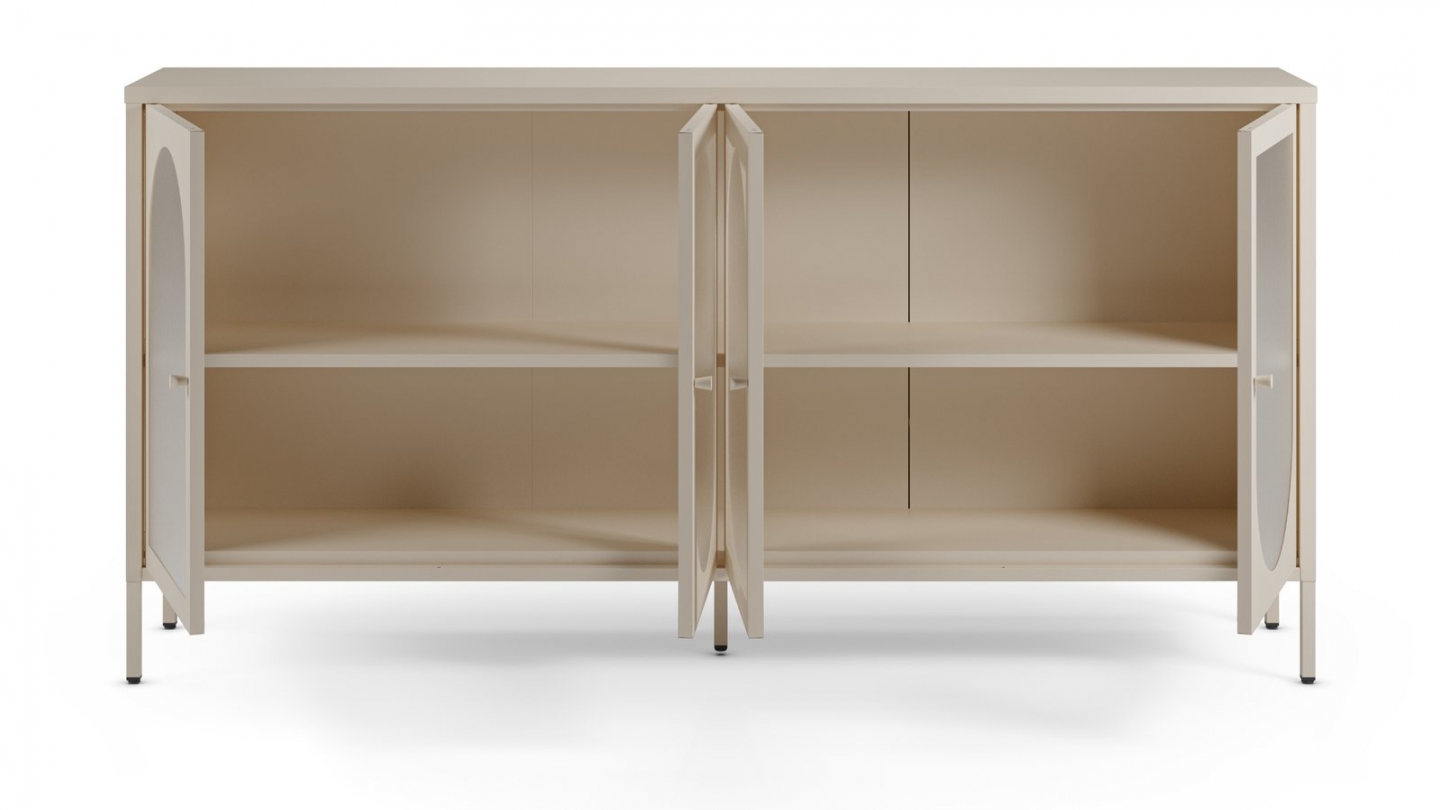 Buffet 4 portes en métal beige clair 160 cm - Ysia Buffet 4 portes en métal beige clair 160 cm - Ysia