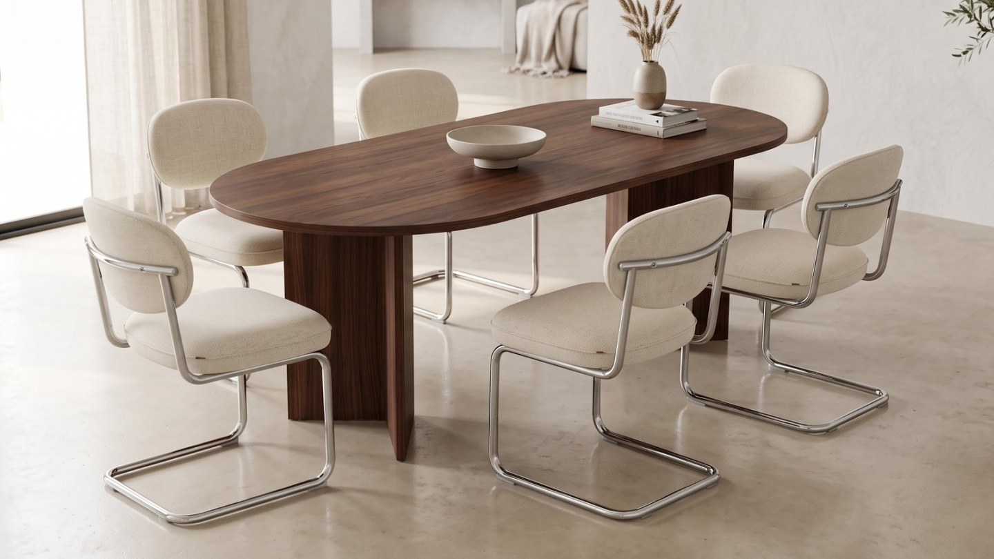 Table à manger ovale effet Noyer 180 cm - Suna Table à manger ovale effet Noyer 180 cm - Suna