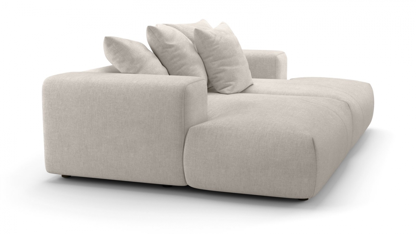 Canapé droit 3 places assise profonde en tissu chenille beige - Belvia Canapé droit 3 places assise profonde en tissu chenille beige - Belvia