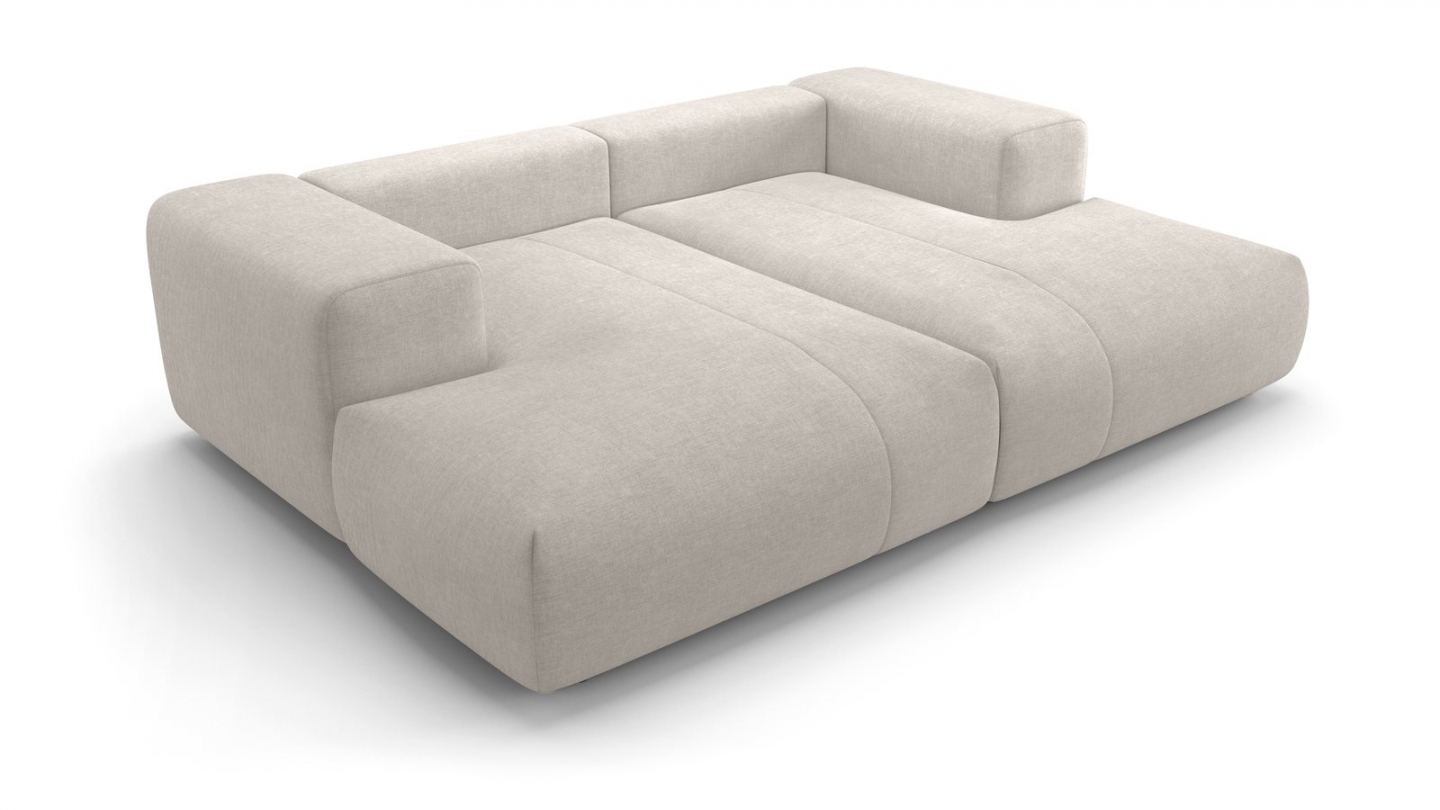 Canapé droit 3 places assise profonde en tissu chenille beige - Belvia Canapé droit 3 places assise profonde en tissu chenille beige - Belvia